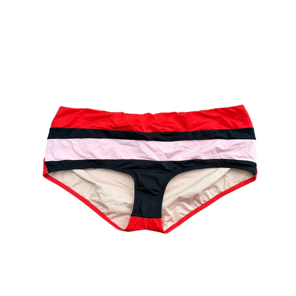 La Perla Bikini Bottom Red Black Pink Colorblock Stripe Size Medium Italy Beach